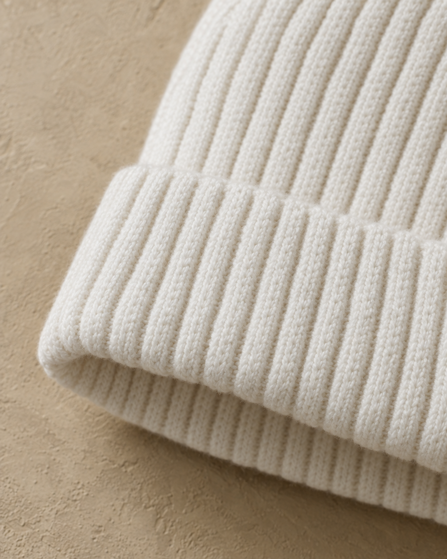 ONORA Somerset Warm Cotton Beanie with Ear Coverage — thick cotton knit detail