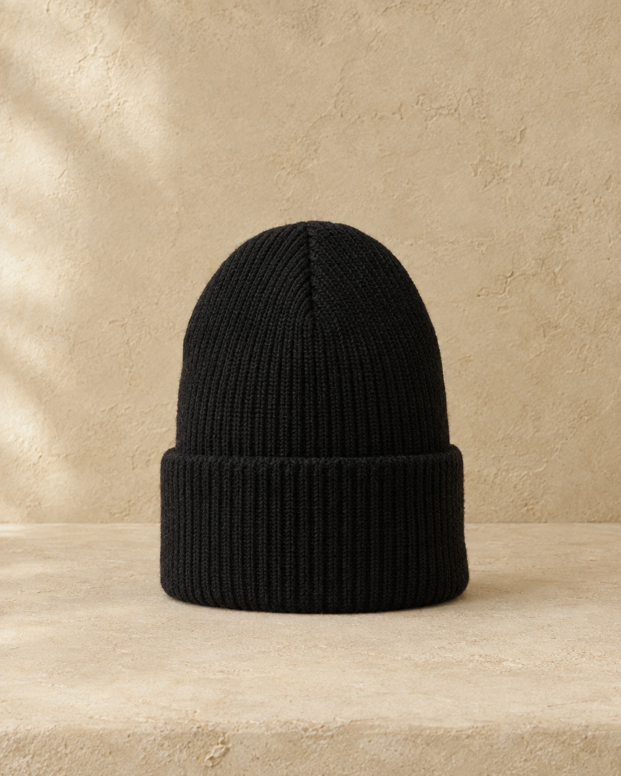 ONORA Somerset Warm Cotton Beanie with Ear Coverage — Black