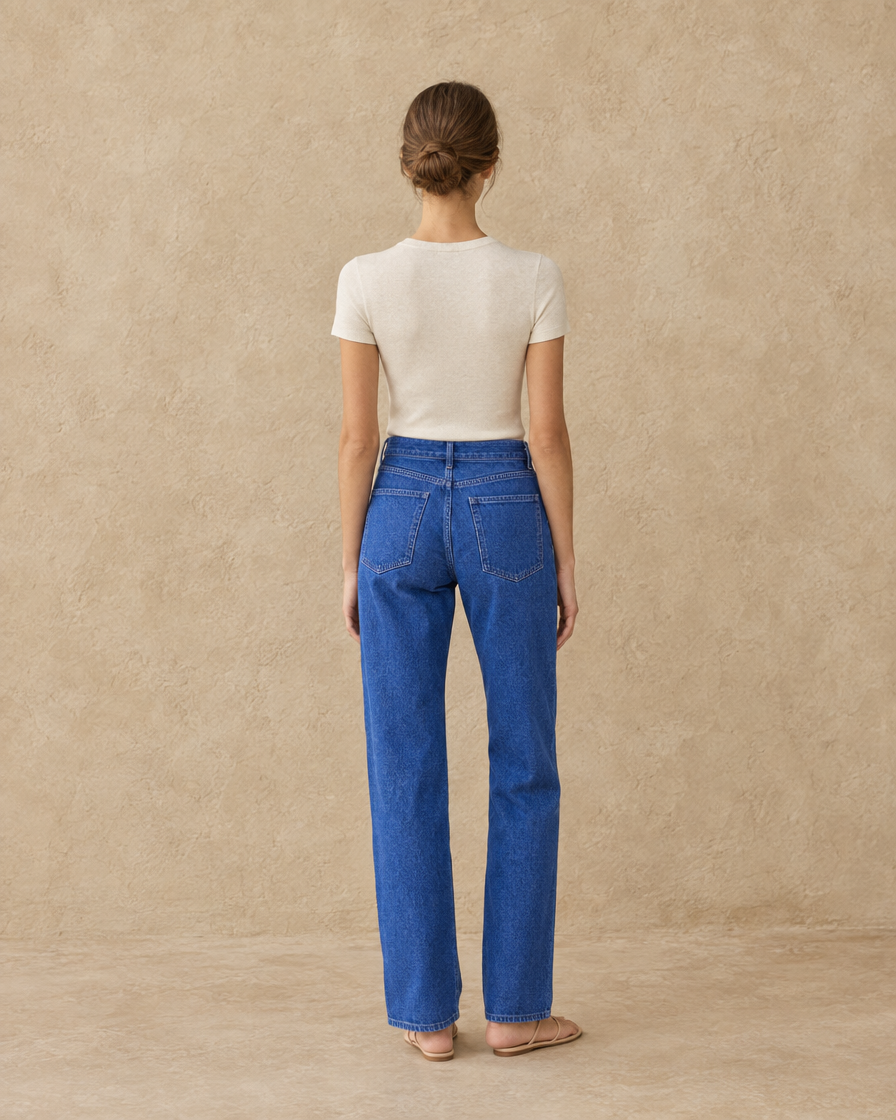 ONORA Kathleen Straight Leg Relaxed Jeans — full length back