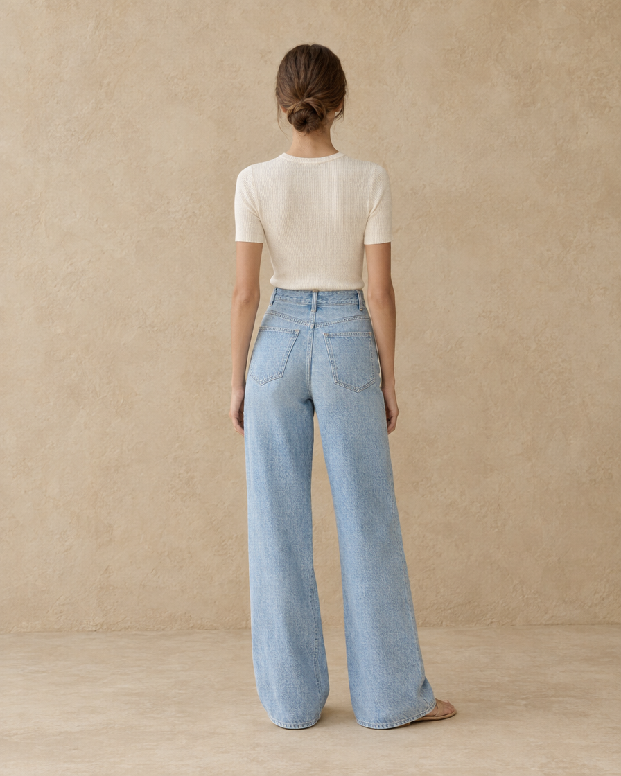 ONORA Faustine Baggy Flare High Waisted Jeans — full length back