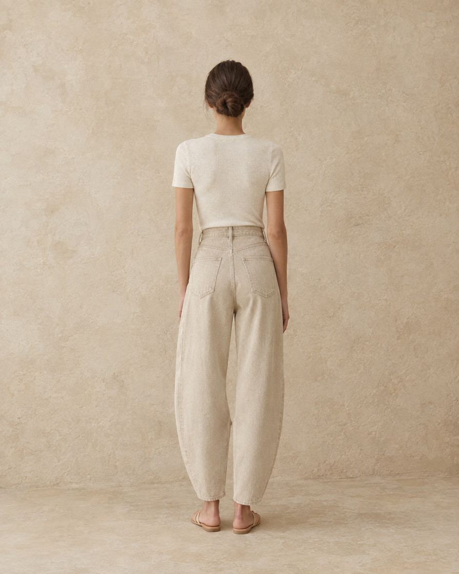 ONORA Kinsley High Waisted Barrel Leg Jeans — full length back