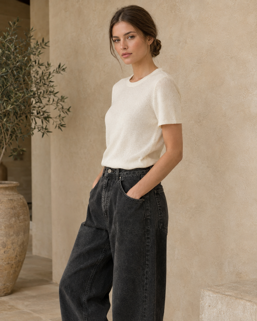 ONORA Kristin Baggy Oversized Relaxed Jeans — three-quarter view