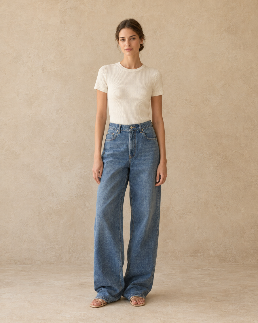 ONORA Kristin Baggy Oversized Relaxed Jeans — Blue