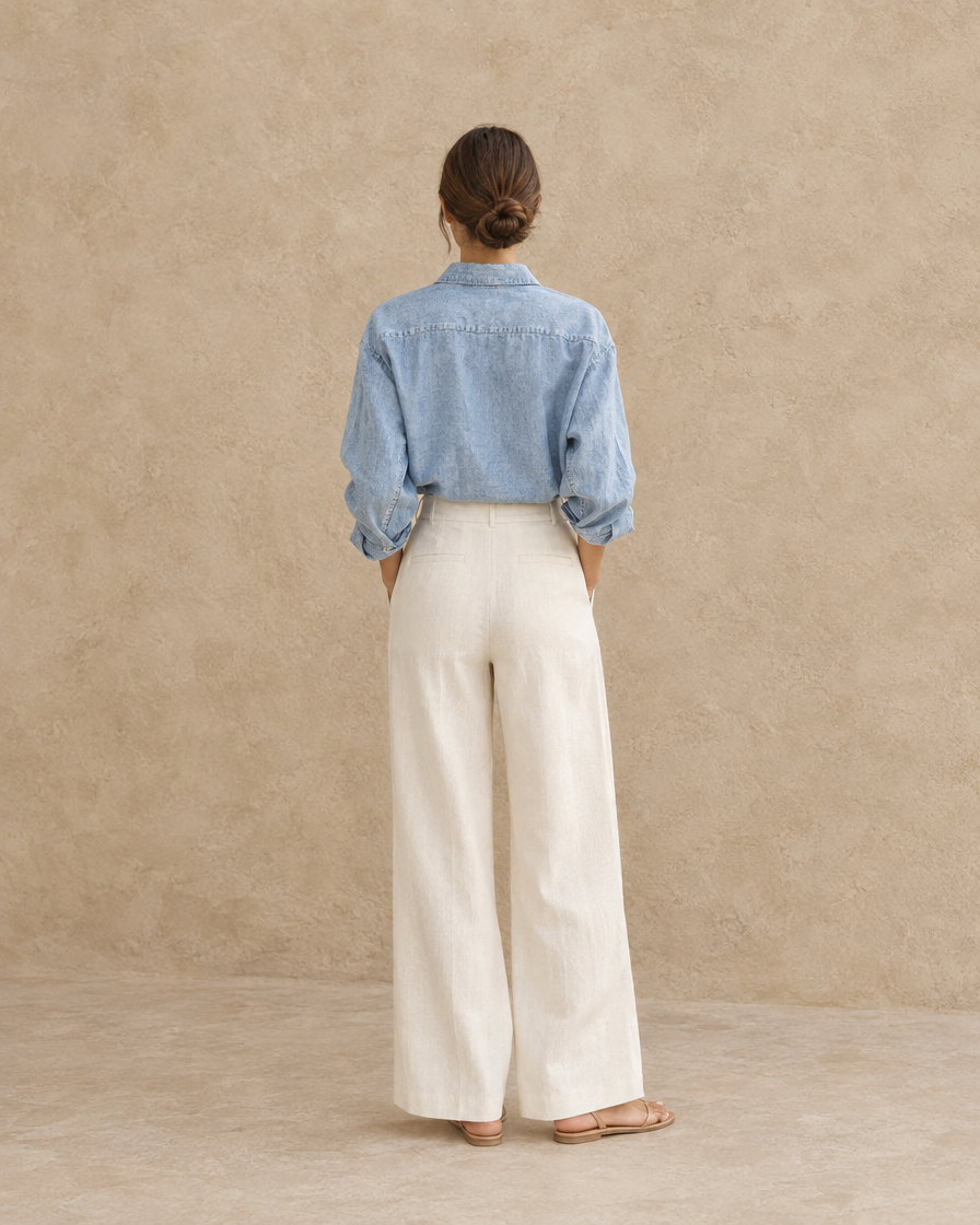 ONORA Logan Loose Denim Shirt — full length back