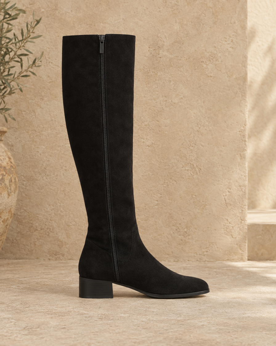 Knee-High Boots with Cushioned Footbed and Side Zipper — side profile