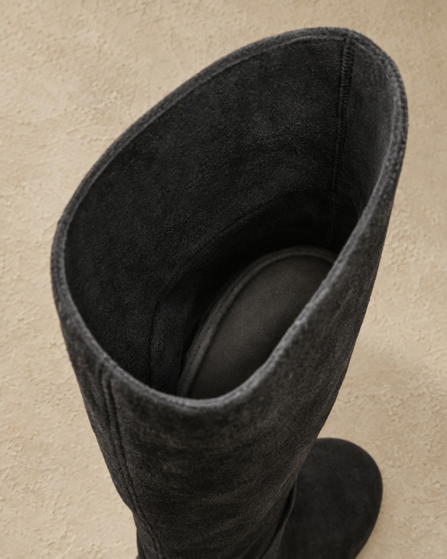 Knee-High Boots with Cushioned Footbed and Side Zipper — cushioned footbed detail
