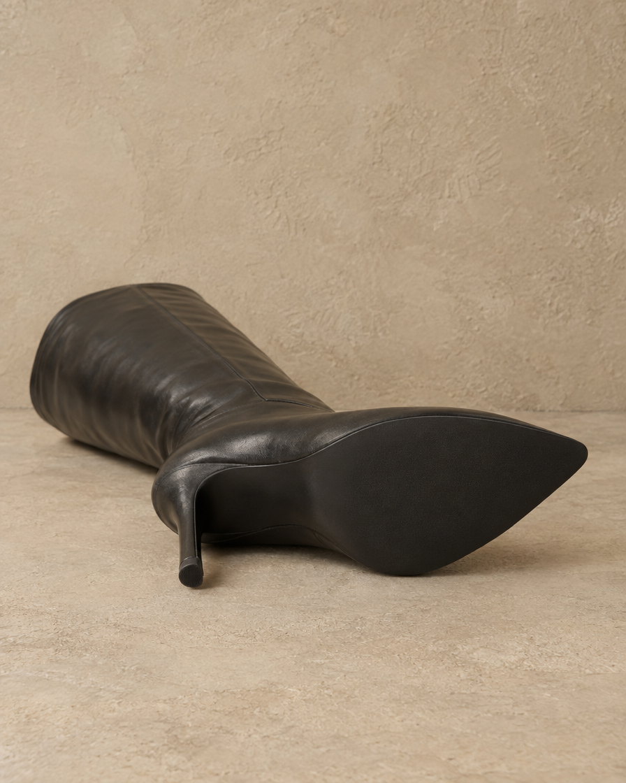 Leather Knee-High Boots with Slim Heel — outsole