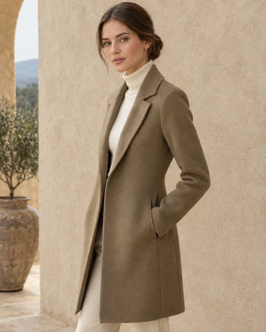 Slim-Fit Longline Coat for Women — three-quarter view