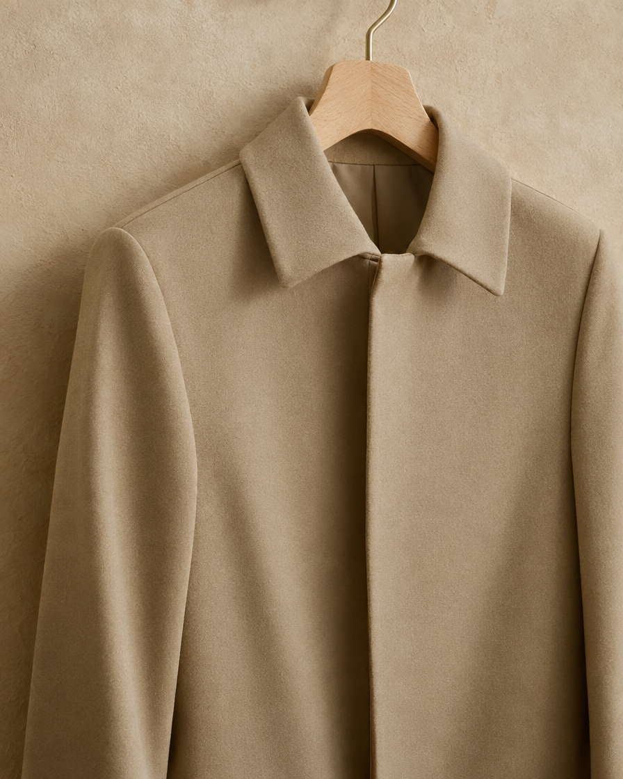 Slim-Fit Longline Coat for Women — collar and shoulder detail