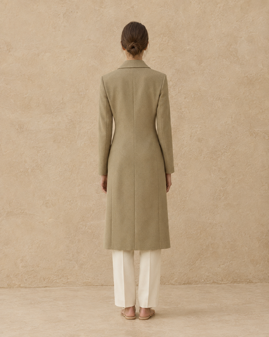 ONORA Snowcrest Slim-Fit Longline Coat — full length back