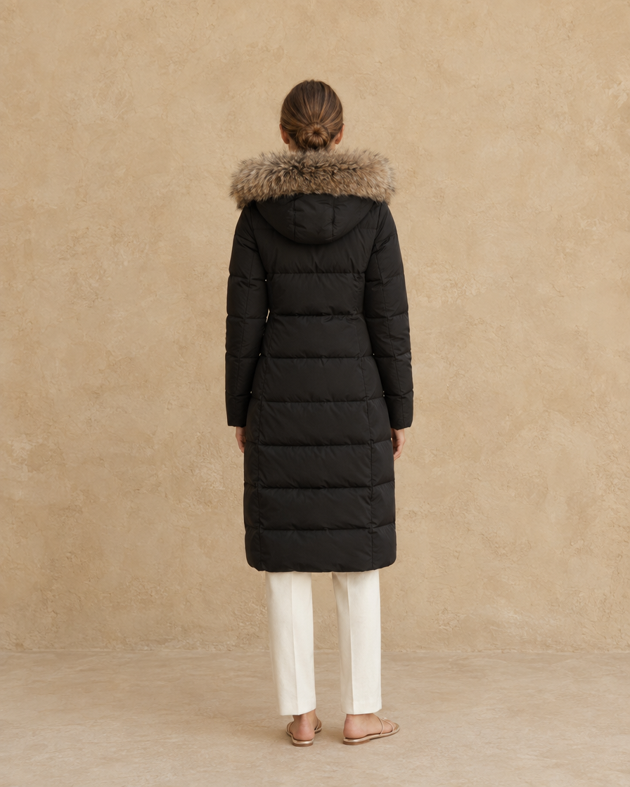ONORA Ardmore Long Hooded Puffer Coat — full length back