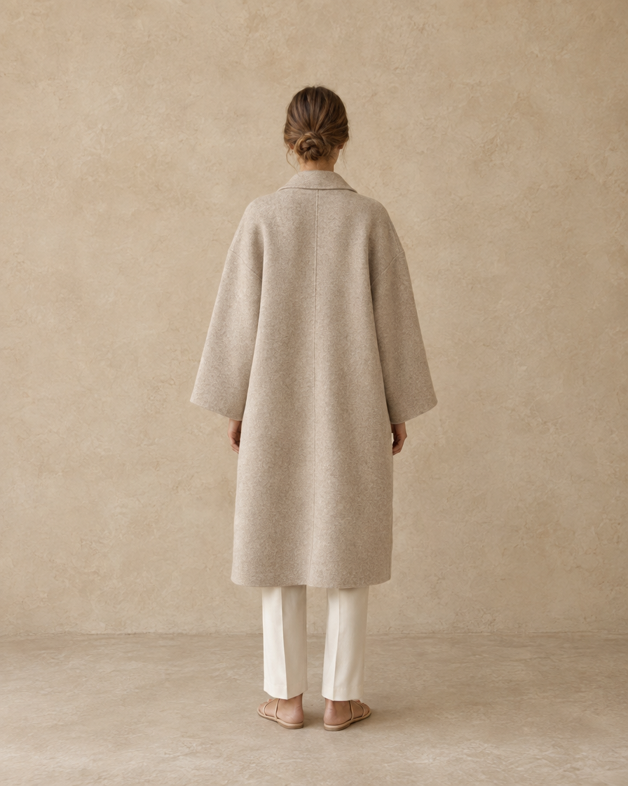 ONORA Ashbourne Oversized Wool-Blend Coat — full length back