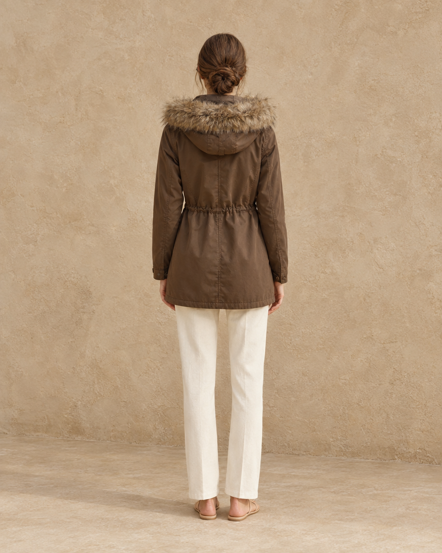 ONORA Heath Parka with Faux Fur Trimmed Hood — full length back