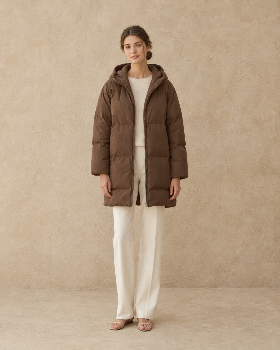 ONORA Women's Oversize Hooded Puffer Coat — Brown
