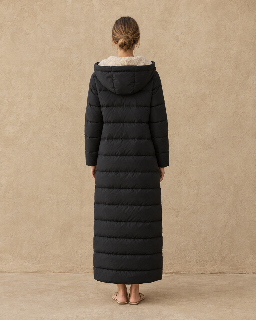ONORA Meridian Sherpa-Lined Maxi Puffer Coat — full length back
