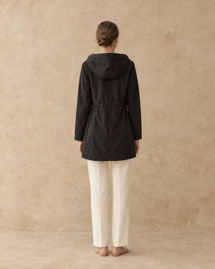 ONORA Lotus Fleece-Lined Parka with Storm Flap — full length back