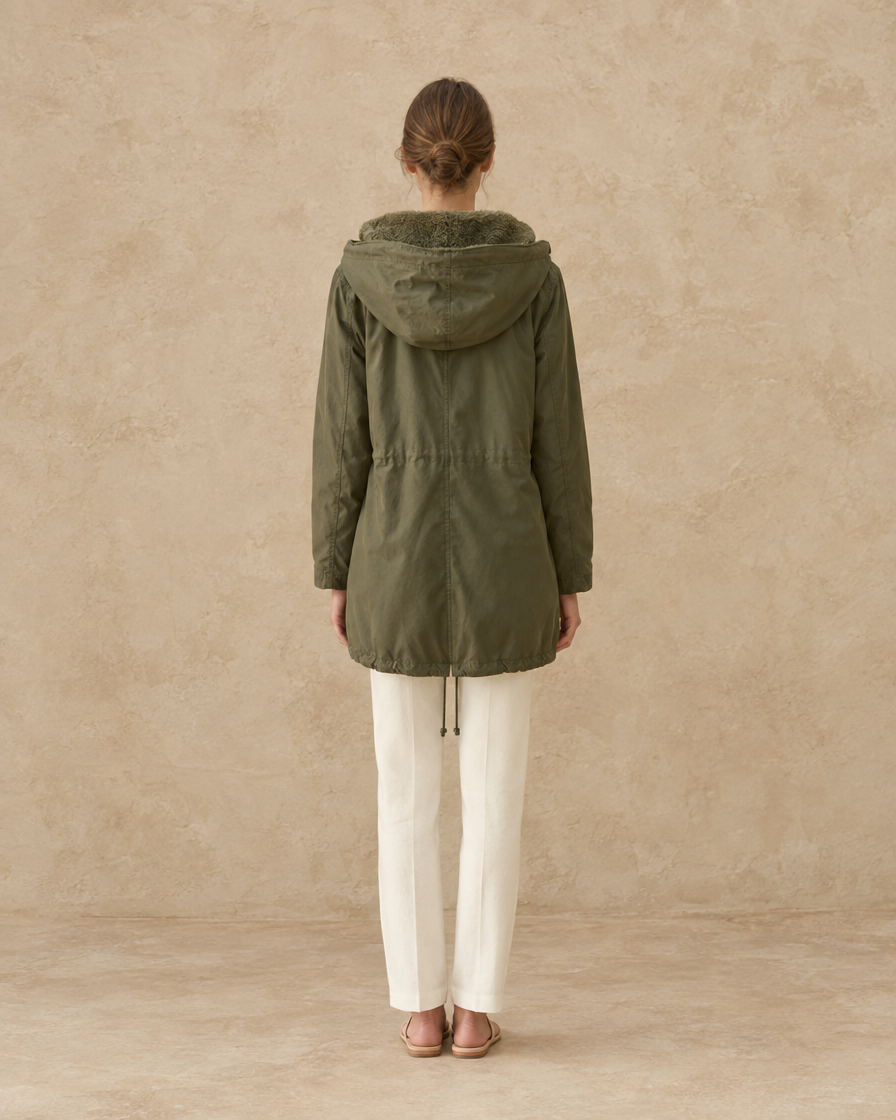 ONORA Lodge Plush-Lined Hooded Parka — full length back
