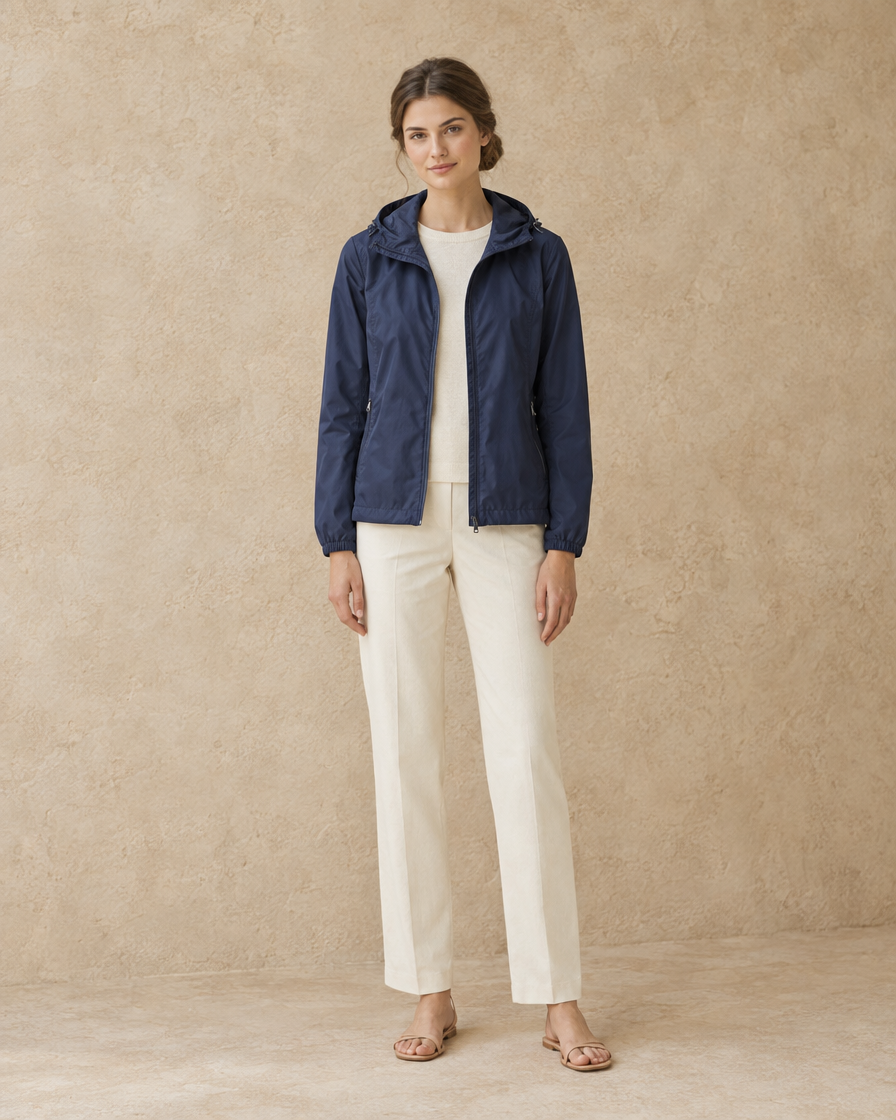 ONORA Women's Waterproof Hooded Windbreaker Jacket — Navy Blue