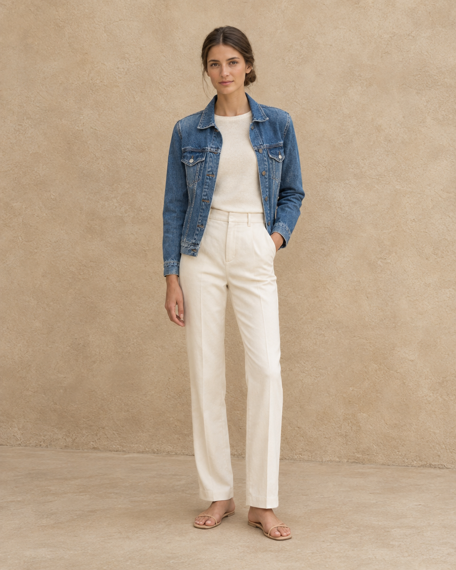 ONORA Women's Slim Fit Denim Jacket — worn open