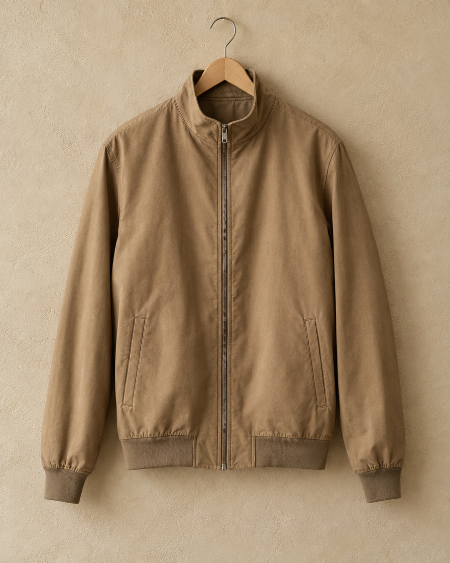 ONORA Street Bomber Jacket — collar, zip and ribbed cuff detail