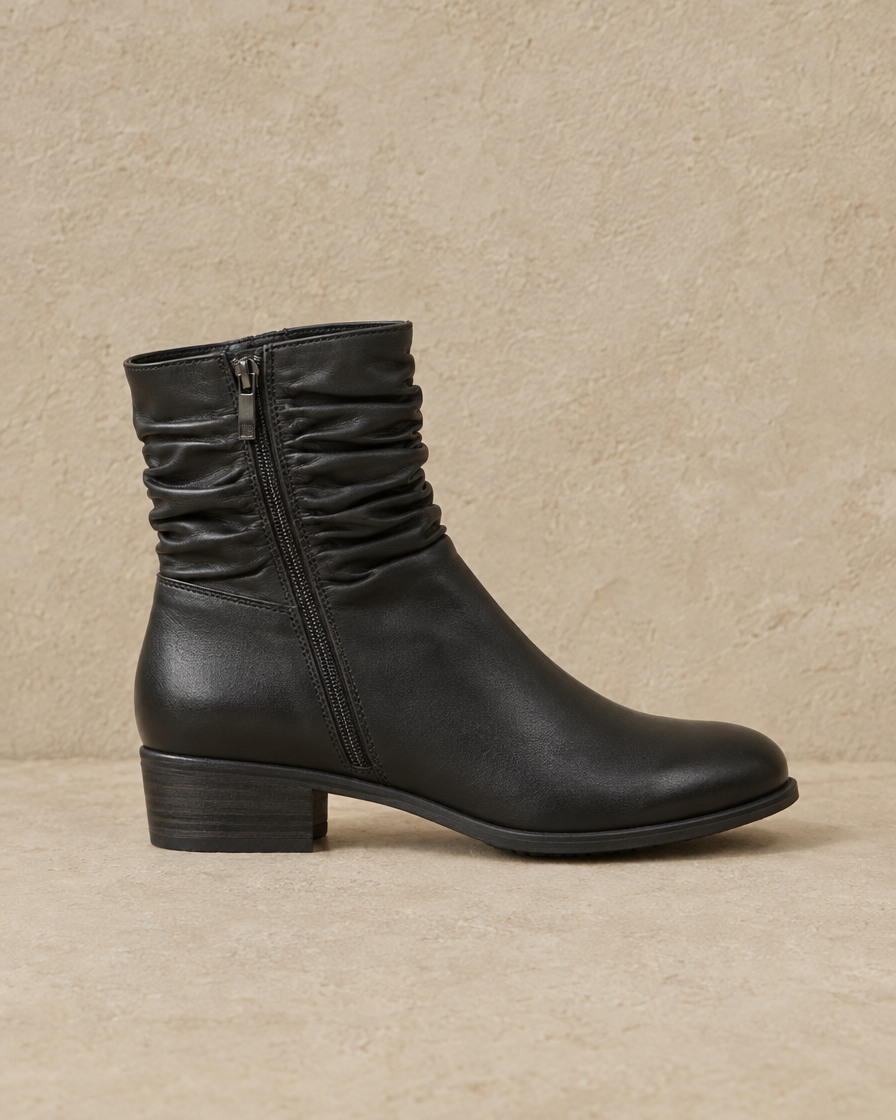 Women's Ruched Ankle Boots with Side Zipper — side profile