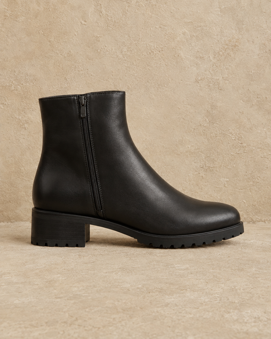Sleek Ankle Boots with Low Block Heel — side profile