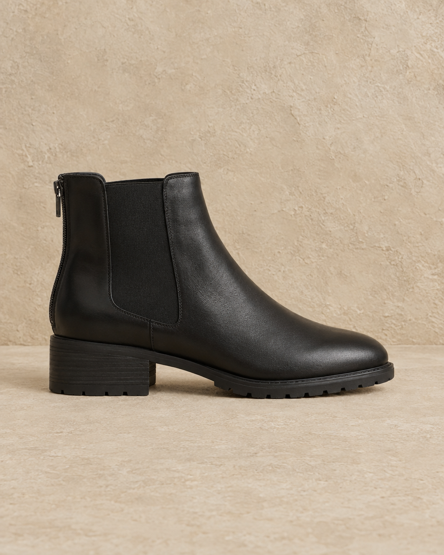 Chelsea Ankle Boots with Low Block Heel and Zip — side profile