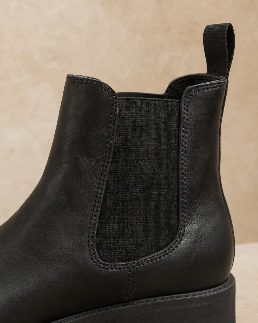 Women's Chelsea Boots with Elastic Panels and Pull Tabs — elastic panel and pull tab detail