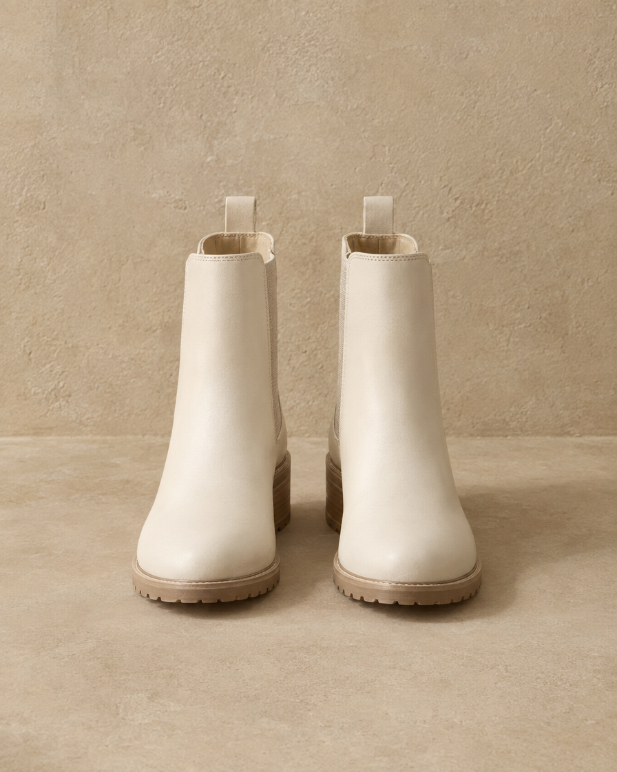 Chelsea Ankle Boots with Low Block Heel and Zip — Off-White