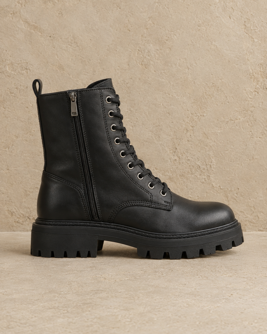 Lace-Up Ankle Boots with Chunky Lug Sole — side profile