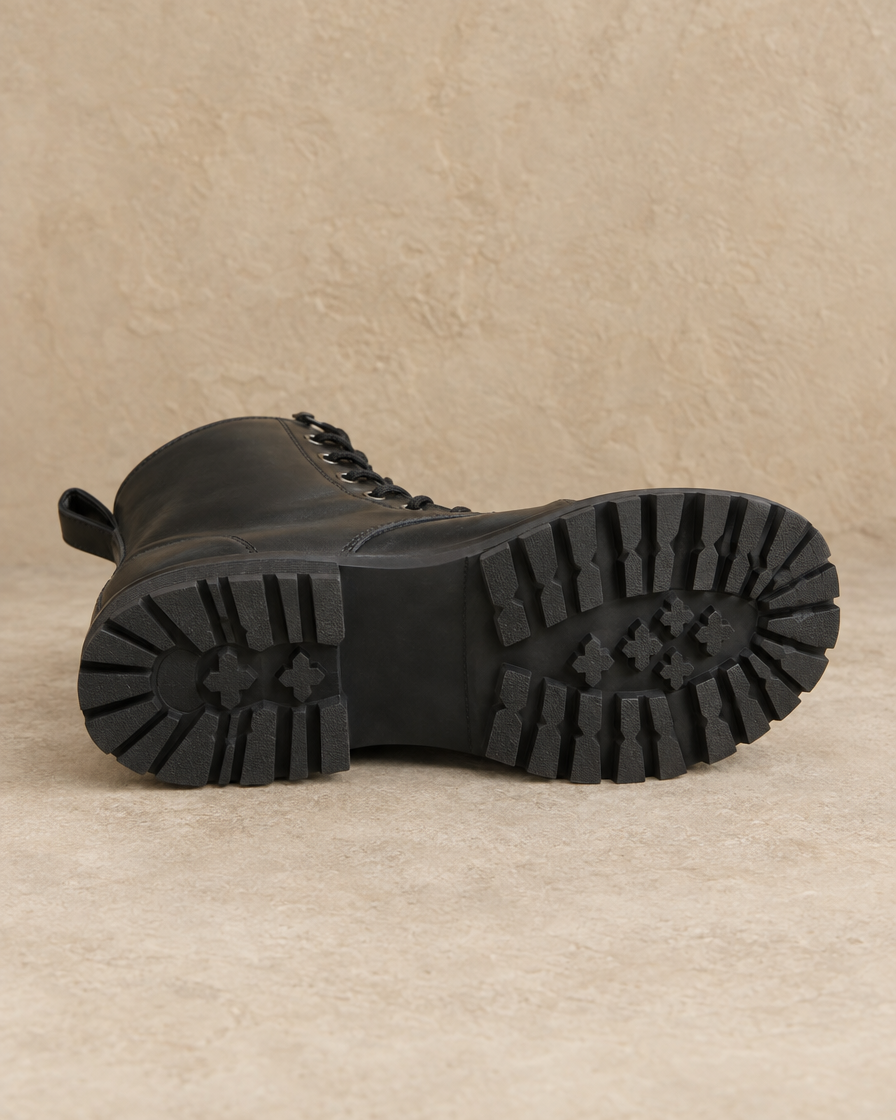 Lace-Up Ankle Boots with Chunky Lug Sole — lug outsole