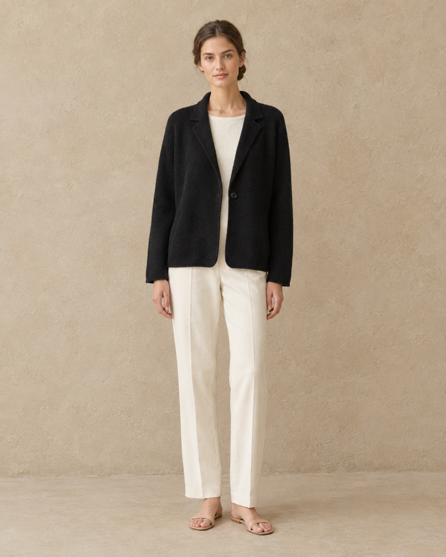 ONORA Casual Knitted Lapel Cardigan Jacket — Black