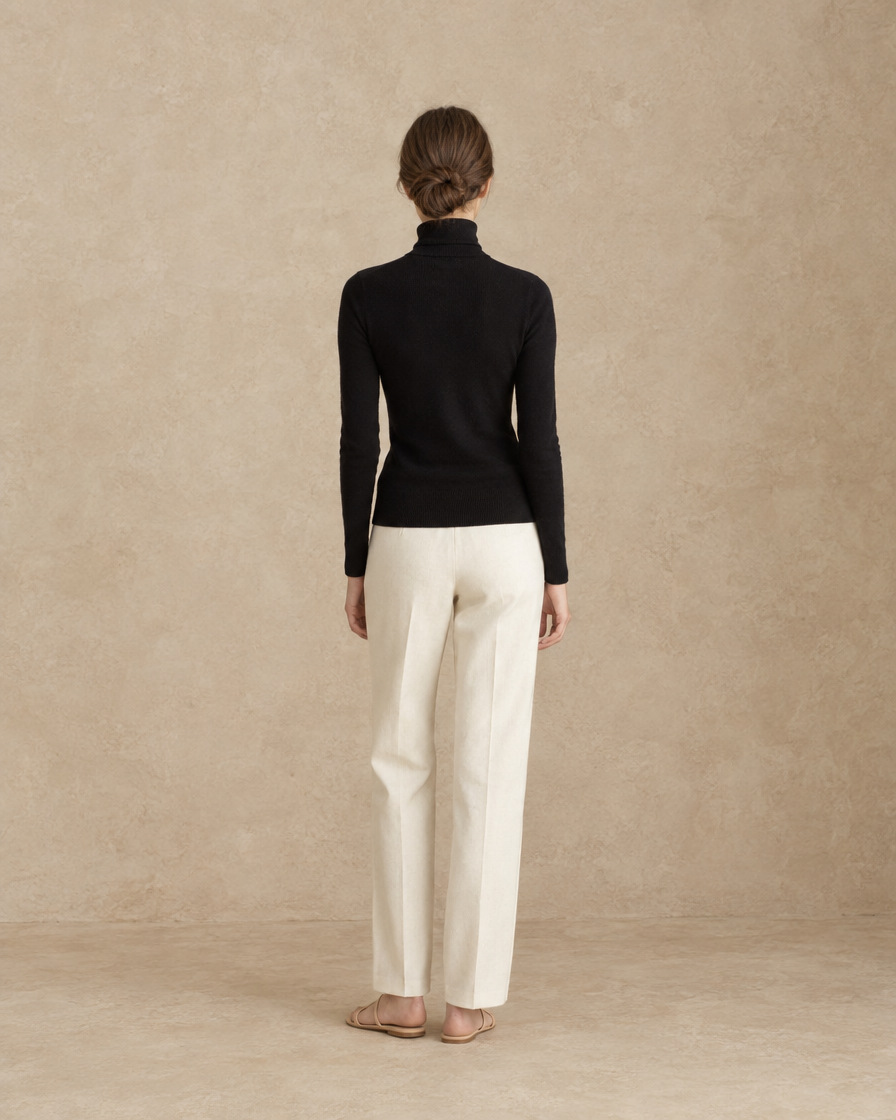ONORA Merano Solid Knit Turtleneck Sweater — full length back