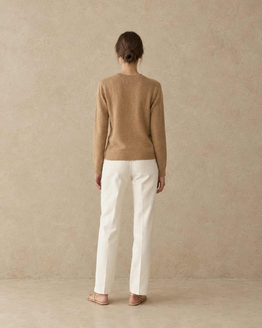 ONORA Frostfield Merino Wool Crew Neck Sweater — full length back