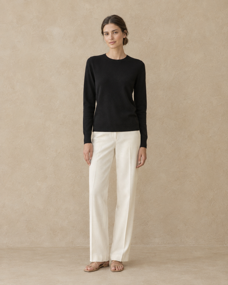 ONORA Frostfield Merino Wool Crew Neck Sweater — Black