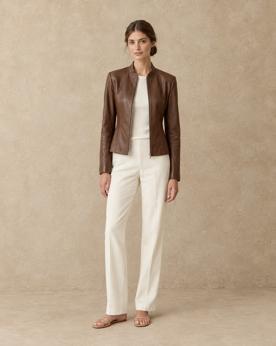 ONORA Faux Leather Jacket — Brown