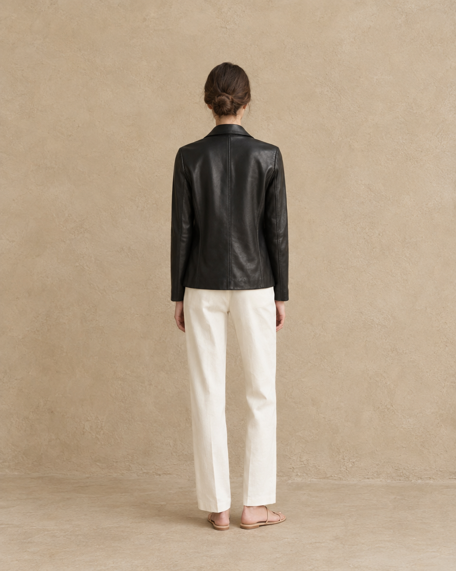 ONORA Faux Leather Jacket — full length back
