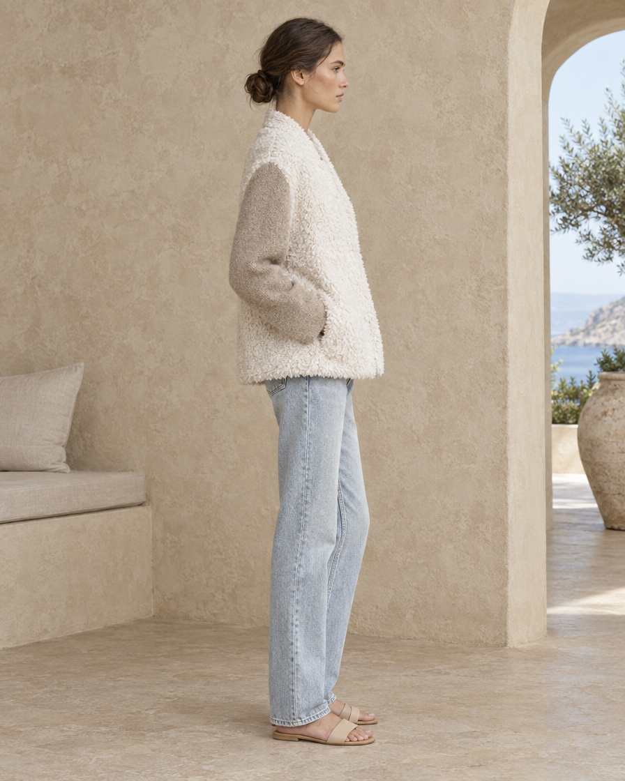 ONORA Loose Fit Plush Shaggy Jacket — side profile