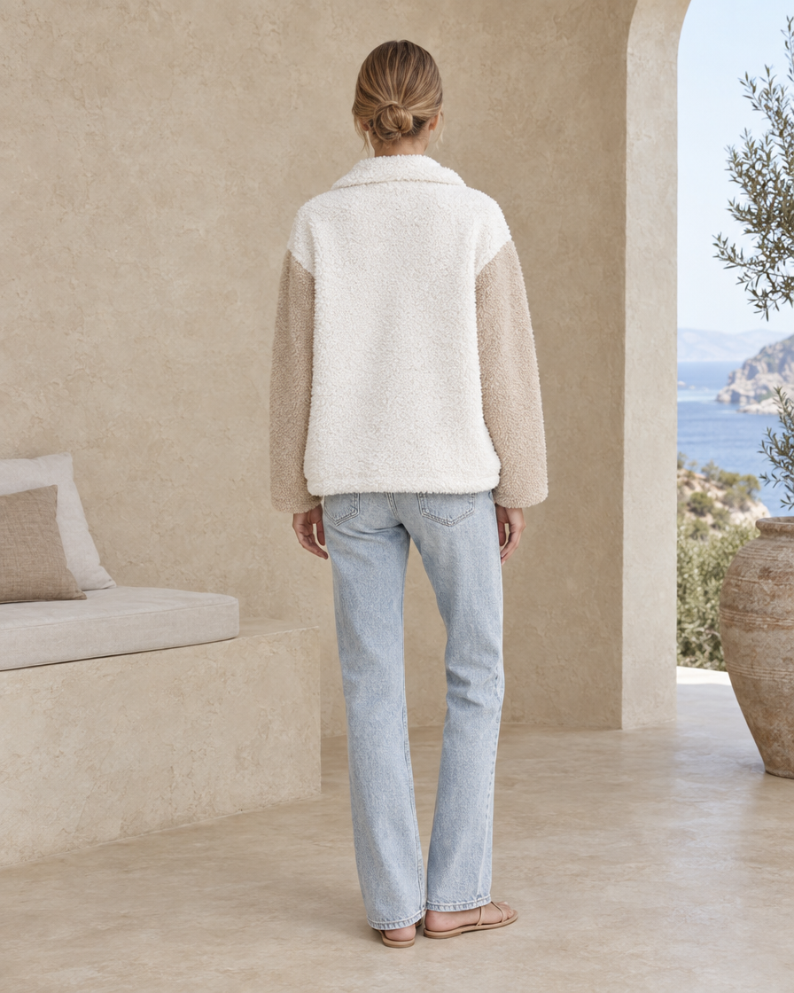 ONORA Loose Fit Plush Shaggy Jacket — full length back