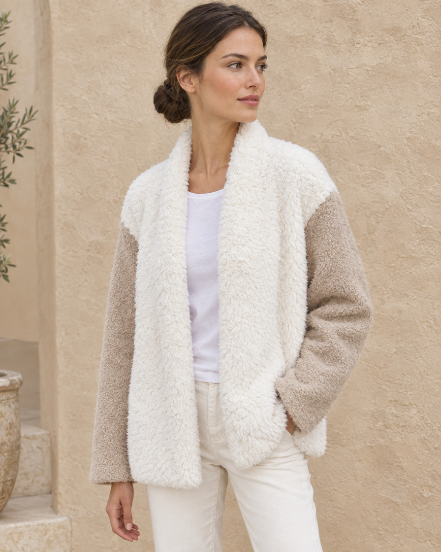 ONORA Loose Fit Plush Shaggy Jacket — three-quarter view