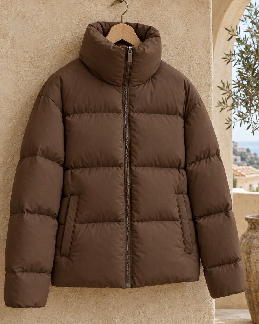 ONORA Gamze Classic Padded Puffer Jacket — collar and zip detail