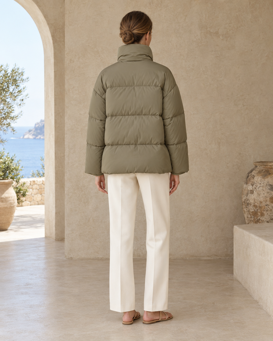 ONORA Eithne Oversized Quilted High-Neck Puffer Jacket — full length back