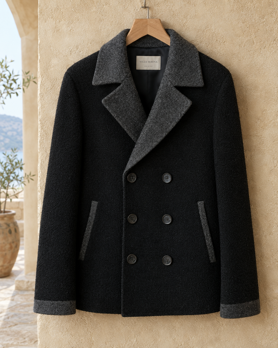 ONORA Merrow Double-Breasted Wool-Blend Jacket — wool texture and button detail
