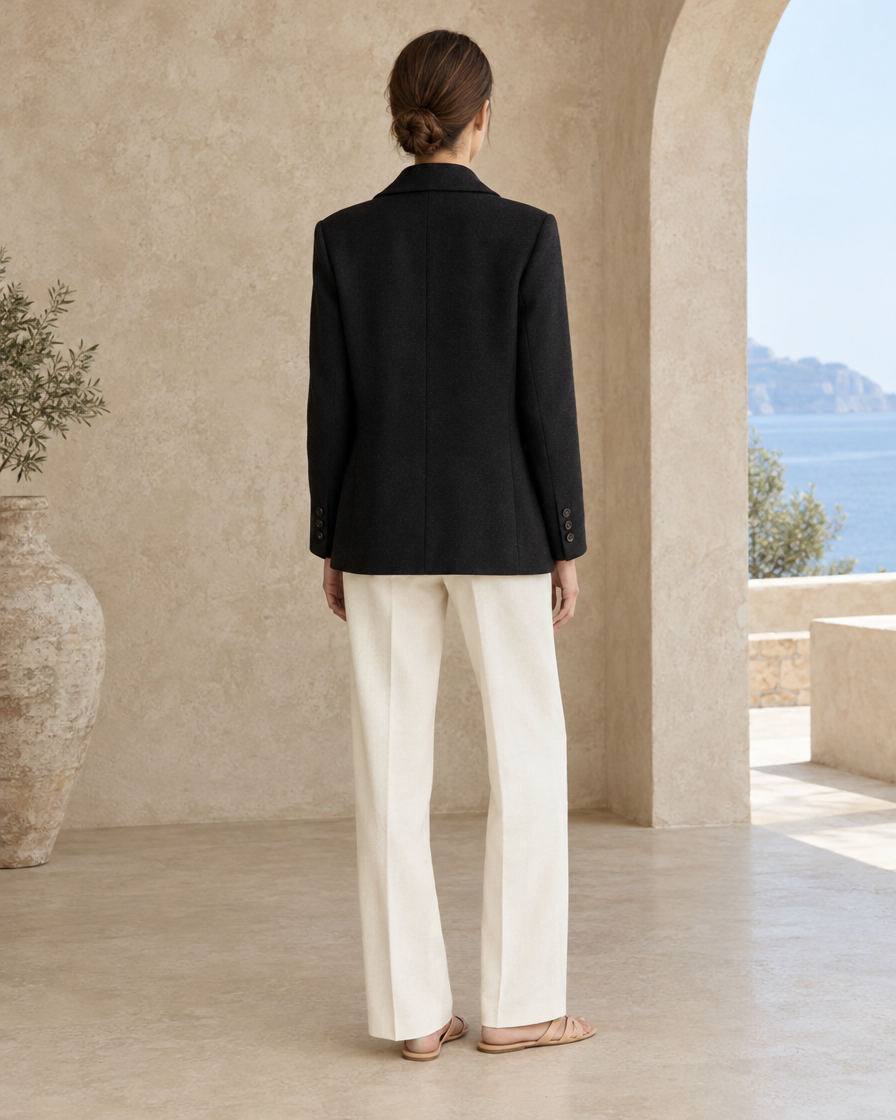 ONORA Merrow Double-Breasted Wool-Blend Jacket — full length back