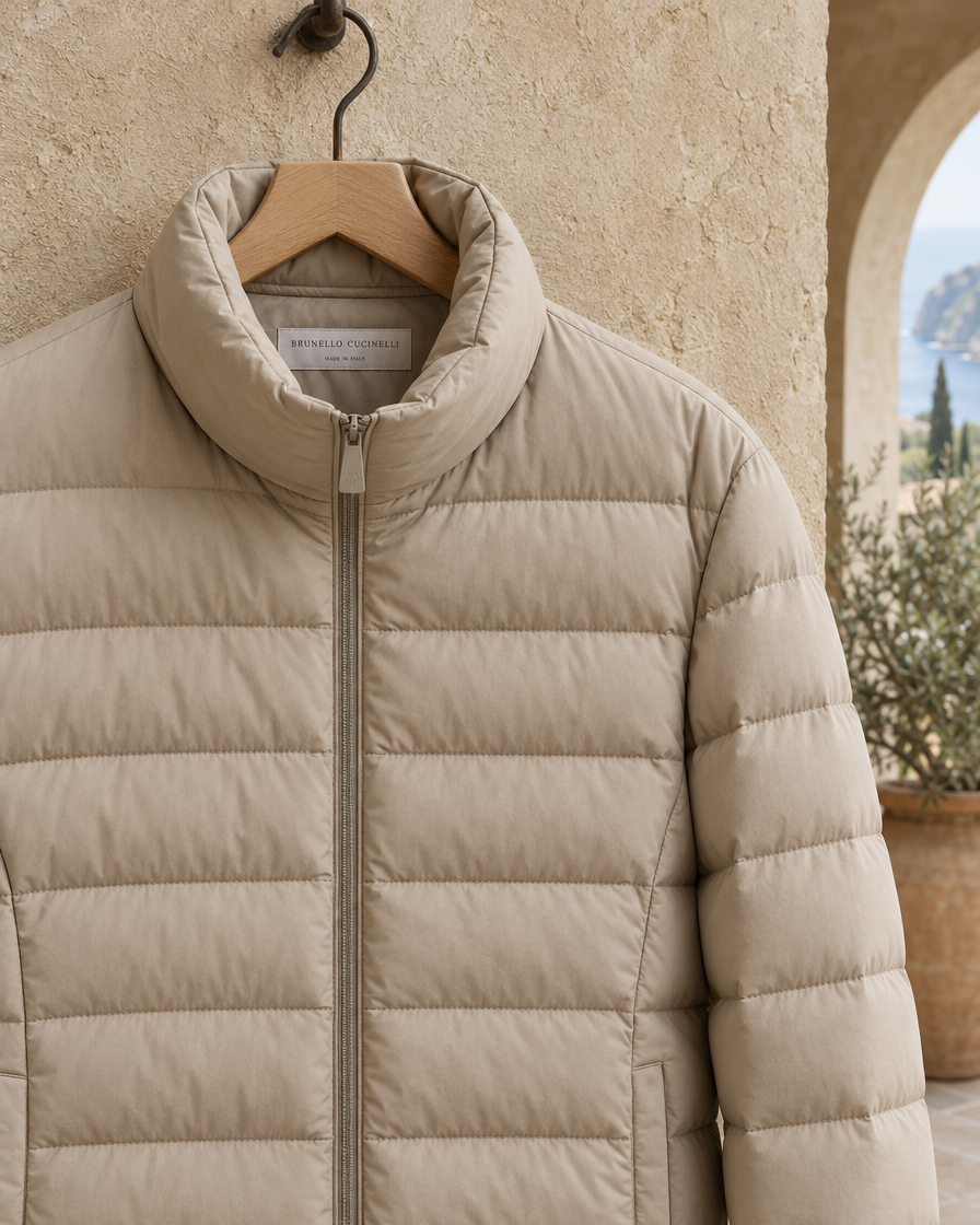 ONORA Ojai Quilted Stand Collar Jacket — quilting and collar detail