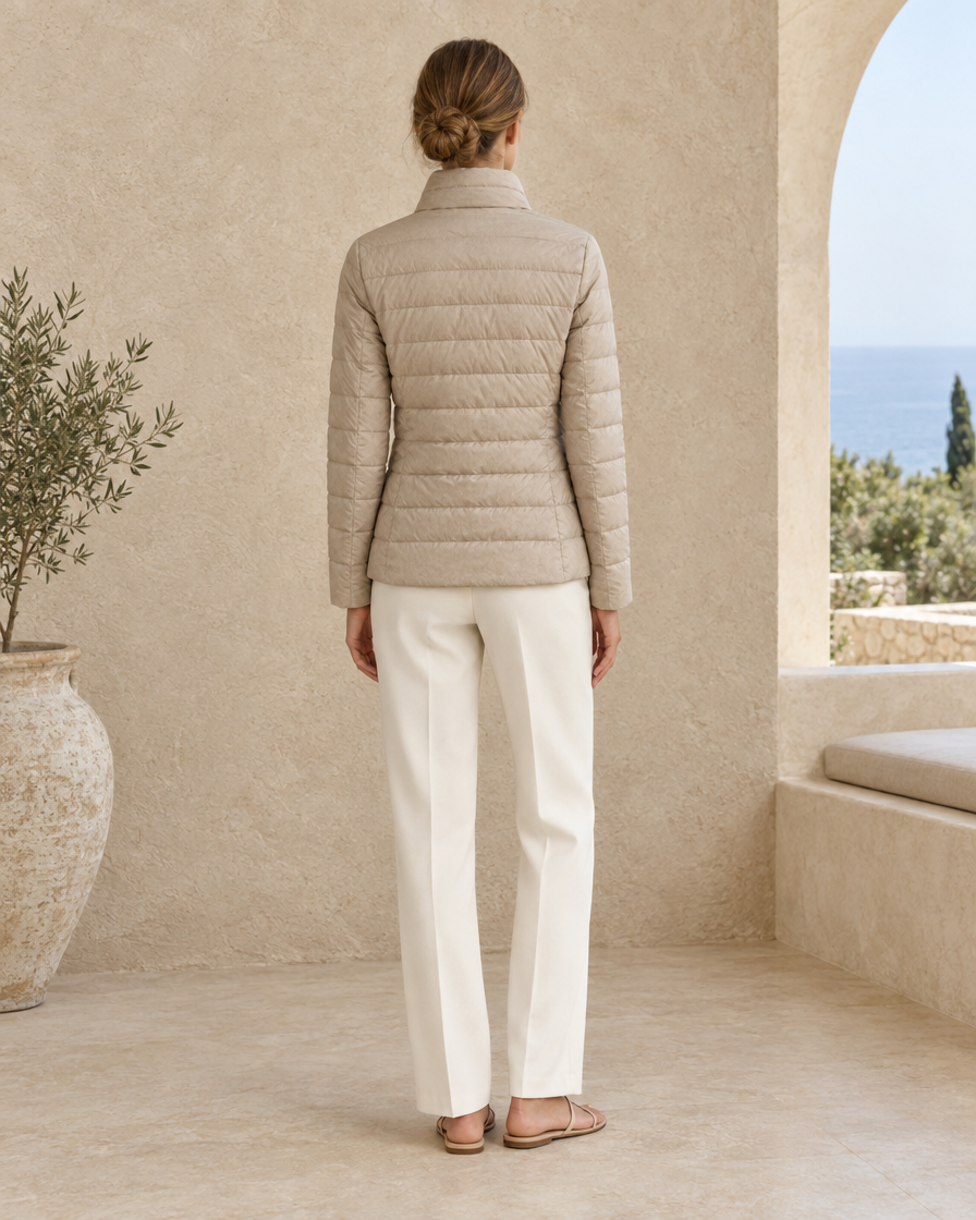 ONORA Ojai Quilted Stand Collar Jacket — full length back