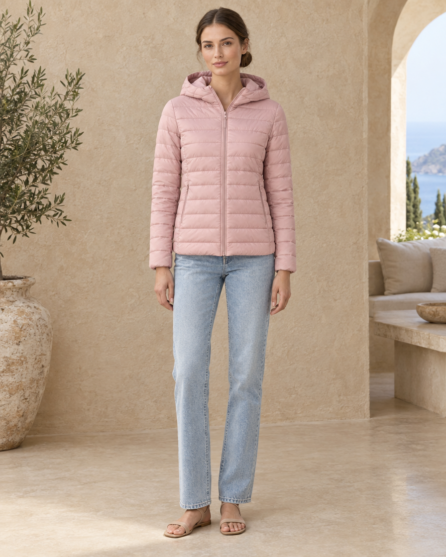 ONORA Thyra Quilted Hooded Puffer Jacket — Pink