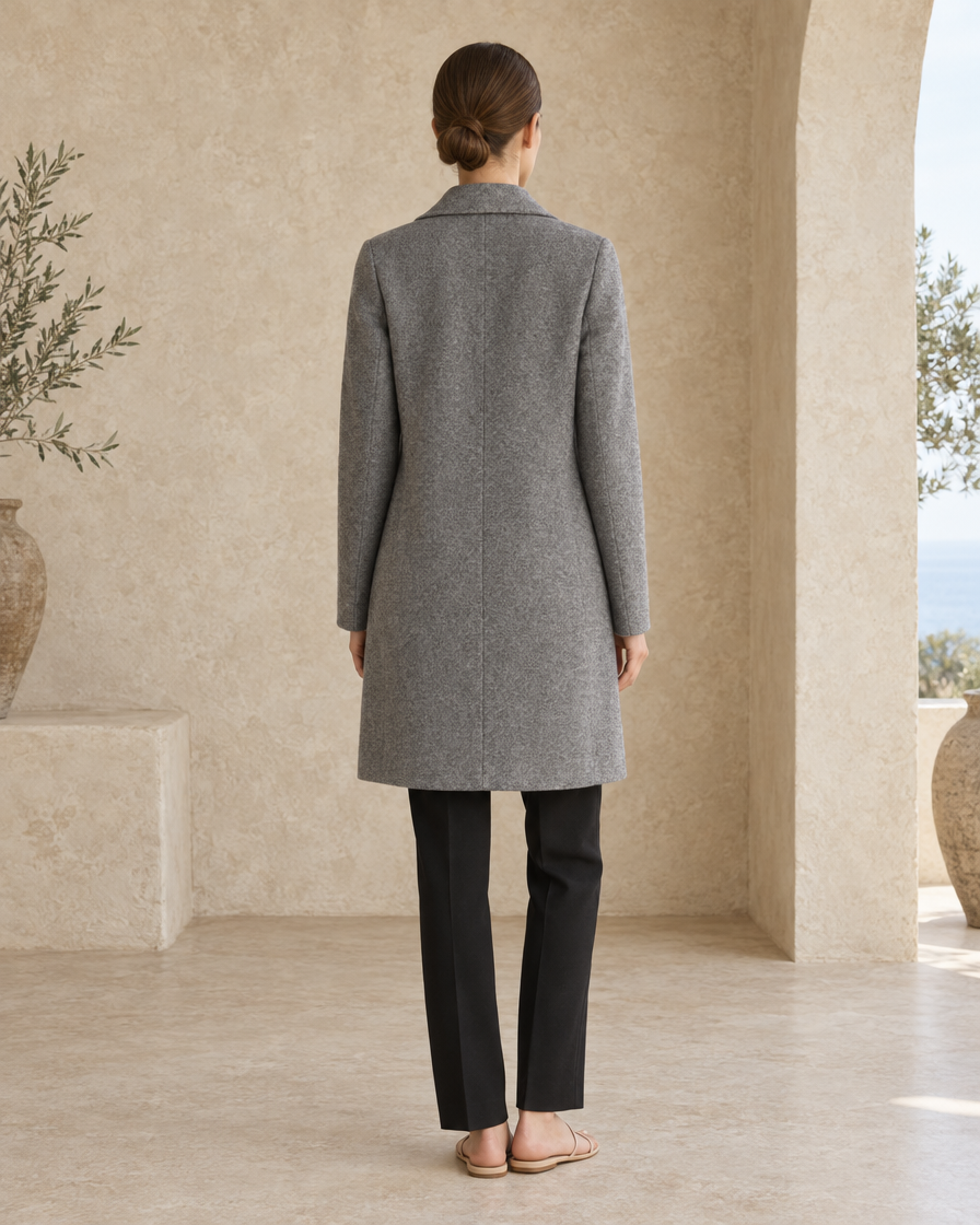 ONORA Double-Faced Wool Coat — full length back