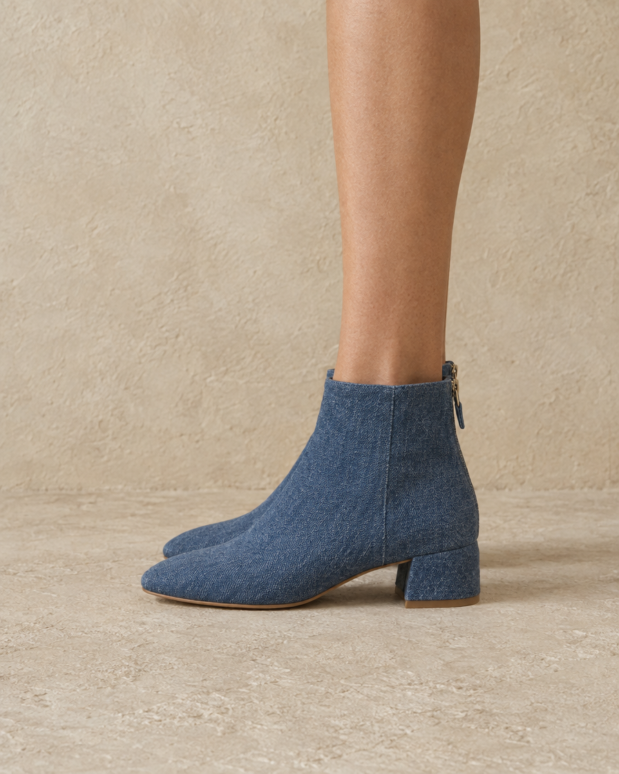 Orthopedic Denim Ankle Boots with Cushioned Sole — side profile