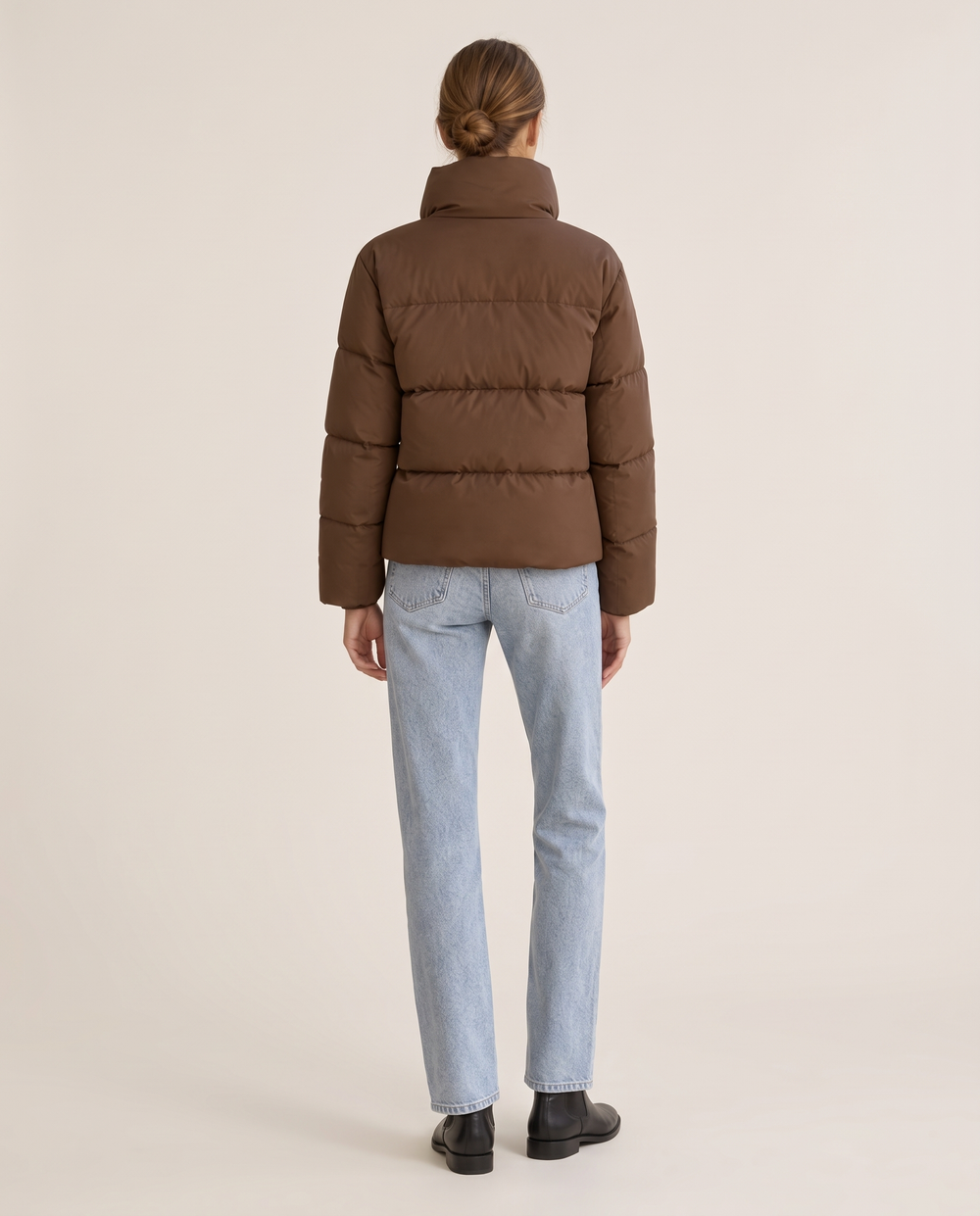Classic Padded Puffer Jacket with Zip Front — studio back